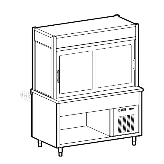 Mastro Kühlvitrine 2-etagig mit Kühlwanne auf offenem Unterbau, 5x GN 1/1