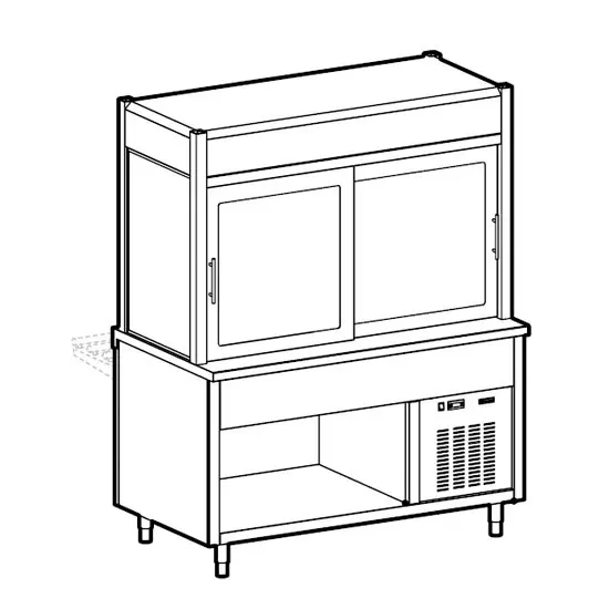 Mastro Kühlvitrine 2-etagig mit Kühlwanne auf offenem Unterbau, 6x GN 1/1