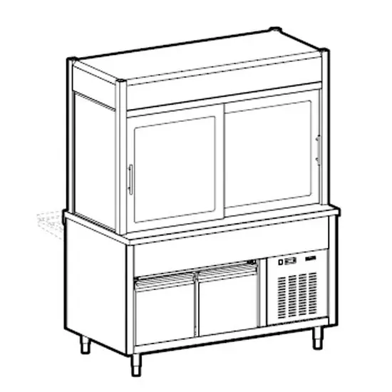 Mastro Kühlvitrine 3-etagig mit Kühlplatte auf Brückenstruktur, 6x GN 1/1