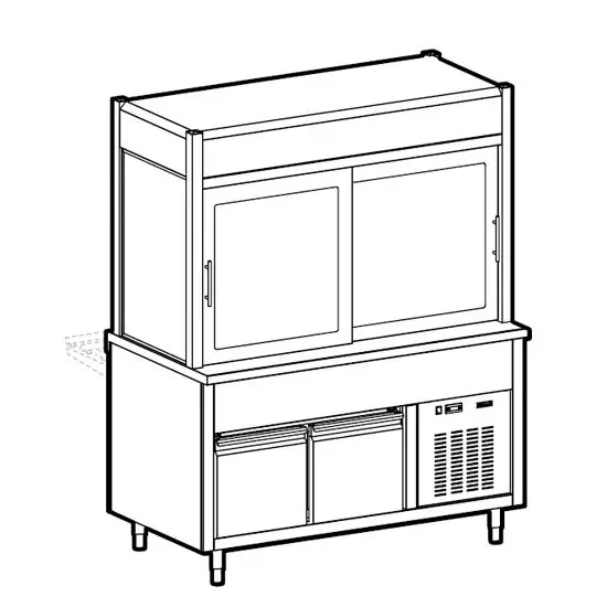 Mastro Kühlvitrine 3-etagig mit Kühlplatte auf gekühltem Unterbau, 6x GN 1/1