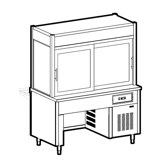 Mastro Kühlvitrine 3-etagig mit Kühlwanne auf Brückenstruktur, 6x GN 1/1