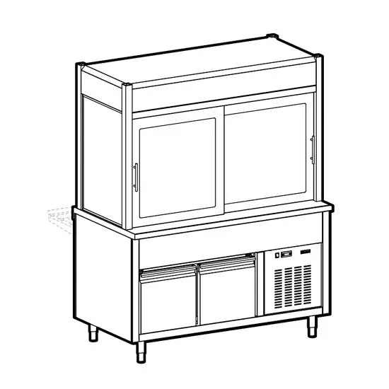 Mastro Kühlvitrine 3-etagig mit Kühlwanne auf gekühltem Unterbau, 6x GN 1/1
