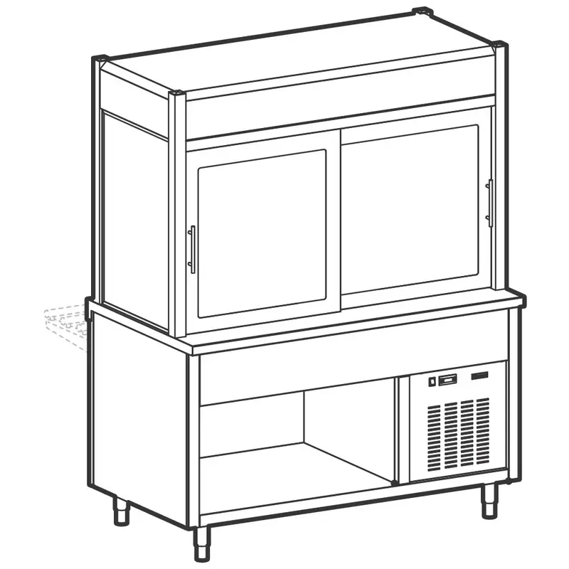 Mastro Kühlvitrine 3-etagig mit Kühlwanne auf offenem Unterbau, 5x GN 1/1