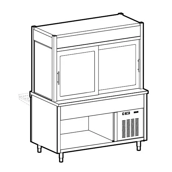 Mastro Kühlvitrine 3-etagig mit Kühlwanne auf offenem Unterbau, 6x GN 1/1