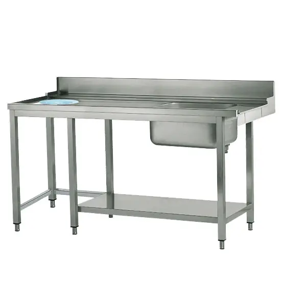 Mastro linker Zulauftisch mit Becken rechts und Abfallloch, B=1200 mm