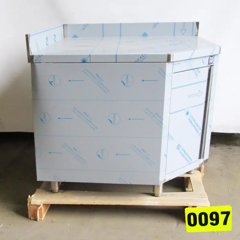 Mastro Neutraler Arbeitsschrank, Eck-Modell, mit Flügeltür und Aufkantung, 1000x700 mm - BESCHÄDIGT