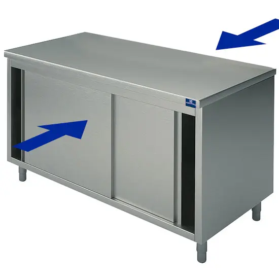 Mastro Neutraler Durchreichearbeitsschrank mit Schiebetüren, 2000x500 mm
