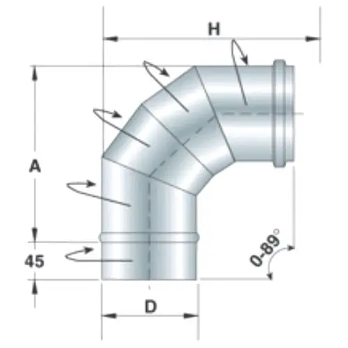 Mastro Orientierbarer Edelstahl-Bogen 90°, einwandig, ø 300 mm