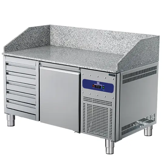 Mastro Pizzatisch 1600 mm mit 1 Tür 600x400 mm, 5 Schubladen EN - RESTPOSTEN