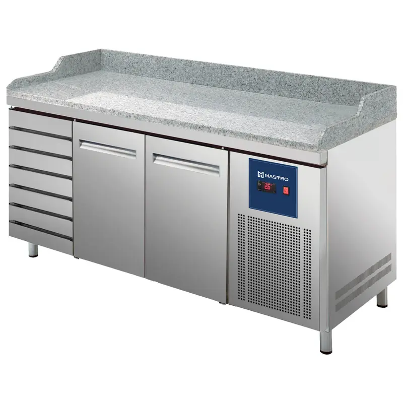 Mastro Pizzatisch mit 2 Türen 600x400 mm, 7 Schubladen 600x400 mm