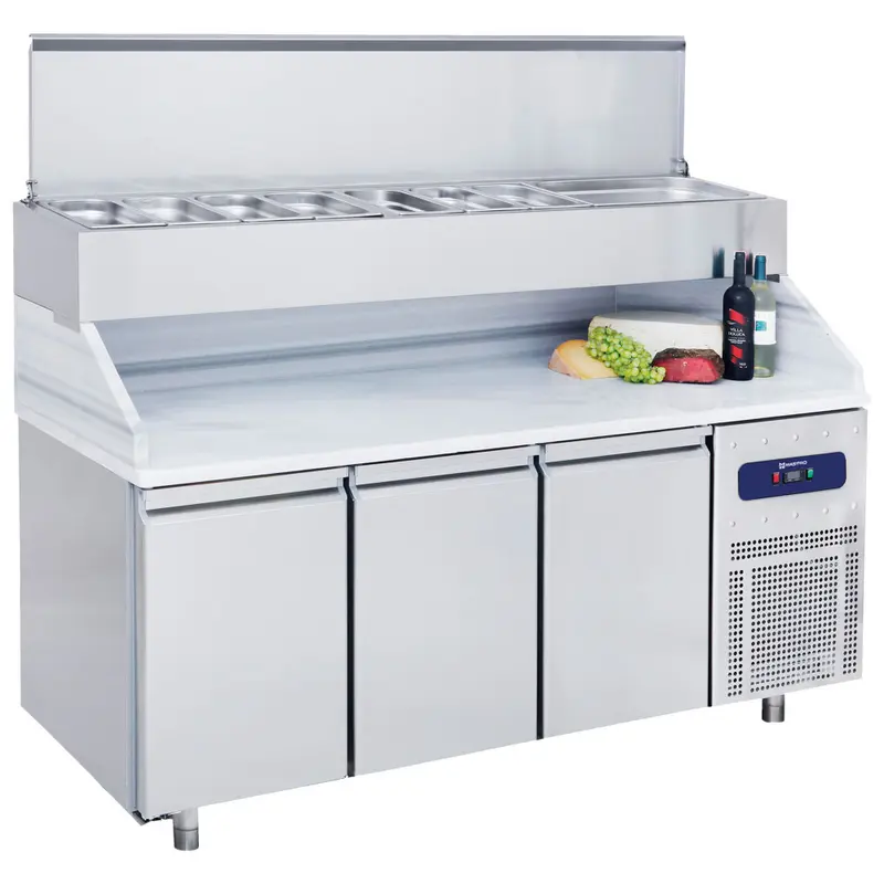 Mastro Pizzatisch mit 3 Türen GN 1/1 und Kühlaufsatz 10x GN 1/3 H=150 mm