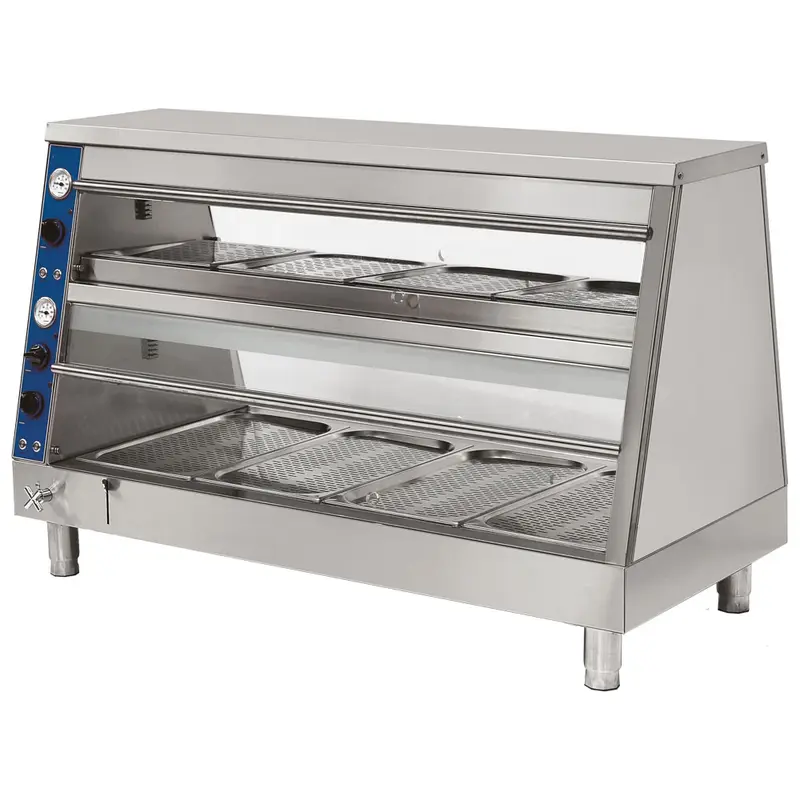 Mastro Speisenwärmer Bainmarie mit 2 Ebenen, 4x GN 1/1 + 4x GN 2/3