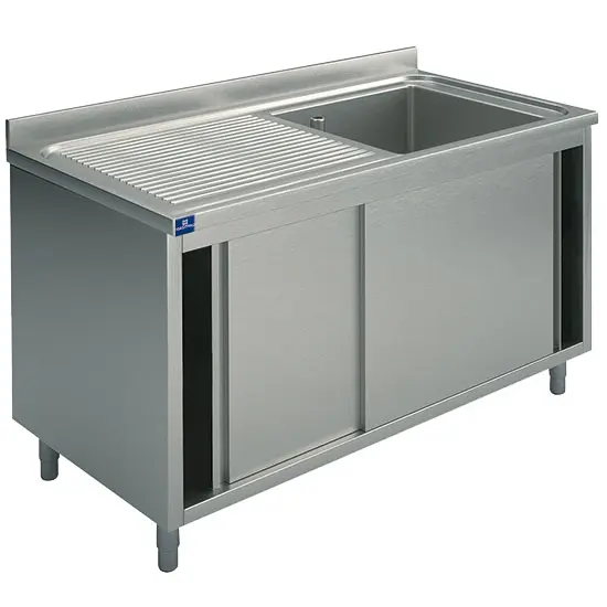 Mastro Spülschrank, 1 Becken, Tropftasse links, mit Schiebetüren, 1200x600 mm
