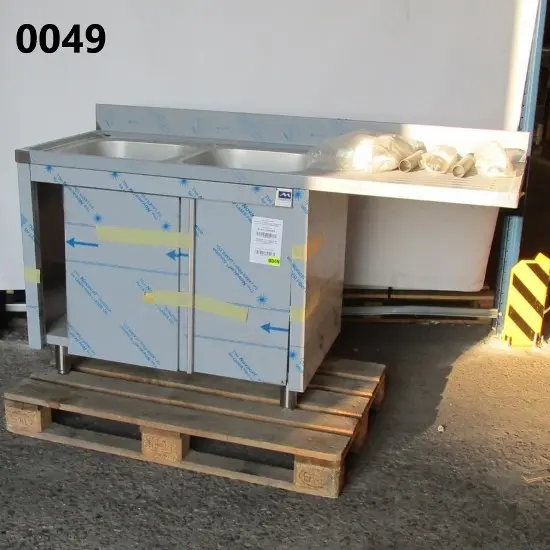 Mastro Spülschrank mit Schiebetüren für Einbau-Geschirrspüler, 2 Becken links, 1600x600 mm - BESCHÄDIGT