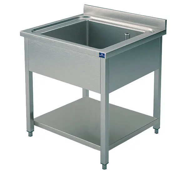 Mastro Spültisch, 1 Becken, auf Beinen, mit Zwischenboden, 700x700 mm