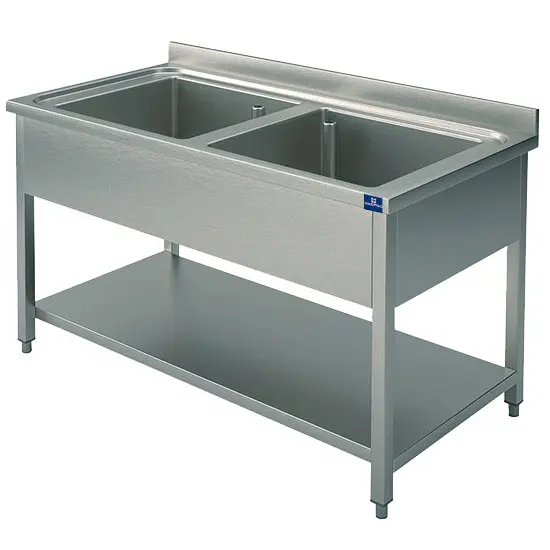 Mastro Spültisch, 2 Becken, auf Beinen, mit Zwischenboden, 1000x700 mm