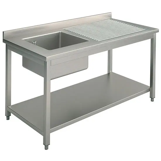 Mastro Spültisch mit 1 Becken links und Tropftasse rechts mit Zwischenboden, 1400x700 mm - RESTPOSTEN