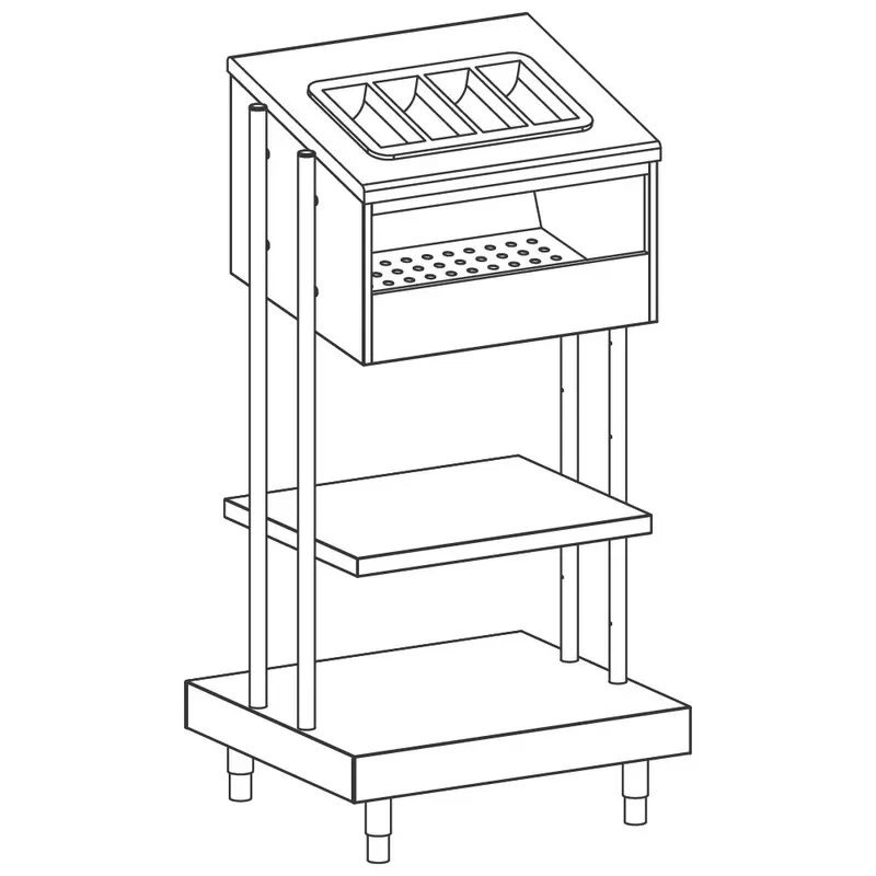Mastro Tablett-, Besteck-, Glas-, und Brot-Ausgabeelement, mit Besteckbehälter aus PVC, 686x700 mm