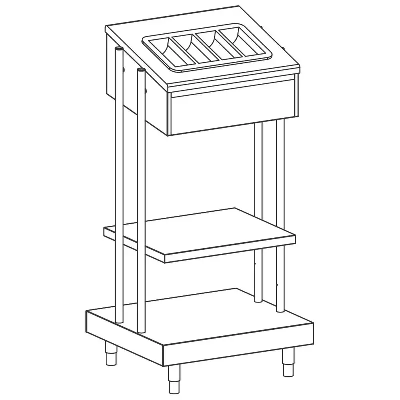 Mastro Tablett- und Besteck-Ausgabeelement, mit Besteckbehälter aus PVC, 686x700 mm