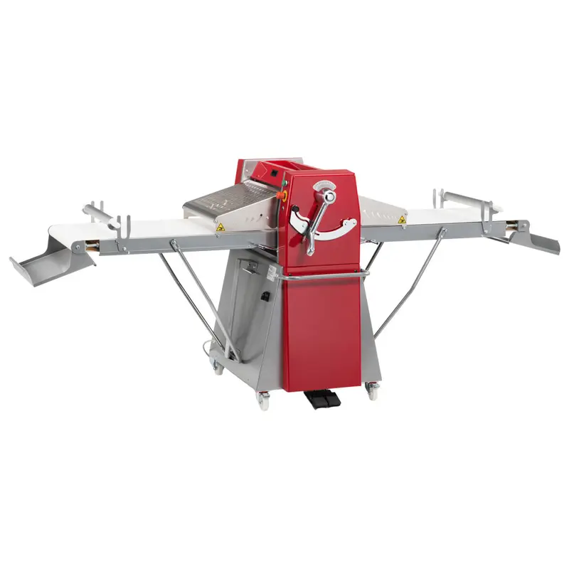 Mastro Teigausrollmaschine mit Geschwindigkeitsregler auf Unterbau mit Rädern, Bandmaß 500x1000 mm