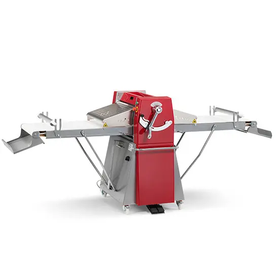 Mastro Teigausrollmaschine mit Geschwindigkeitsregler auf Unterbau mit Rädern, Bandmaß 600x1400 mm