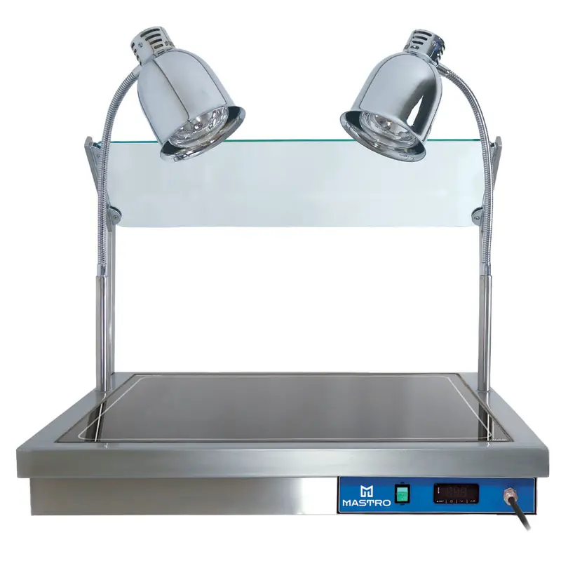 Mastro Tranchierplatte mit Hustenschutz, 3x GN 1/1 mit 2 Halogenlampen