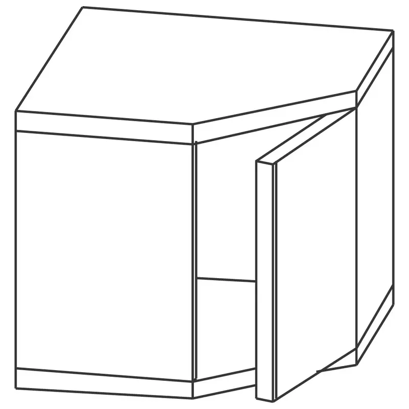 Mastro Wandhängeschrank, Eckmodell, mit Tür, 700x700 mm