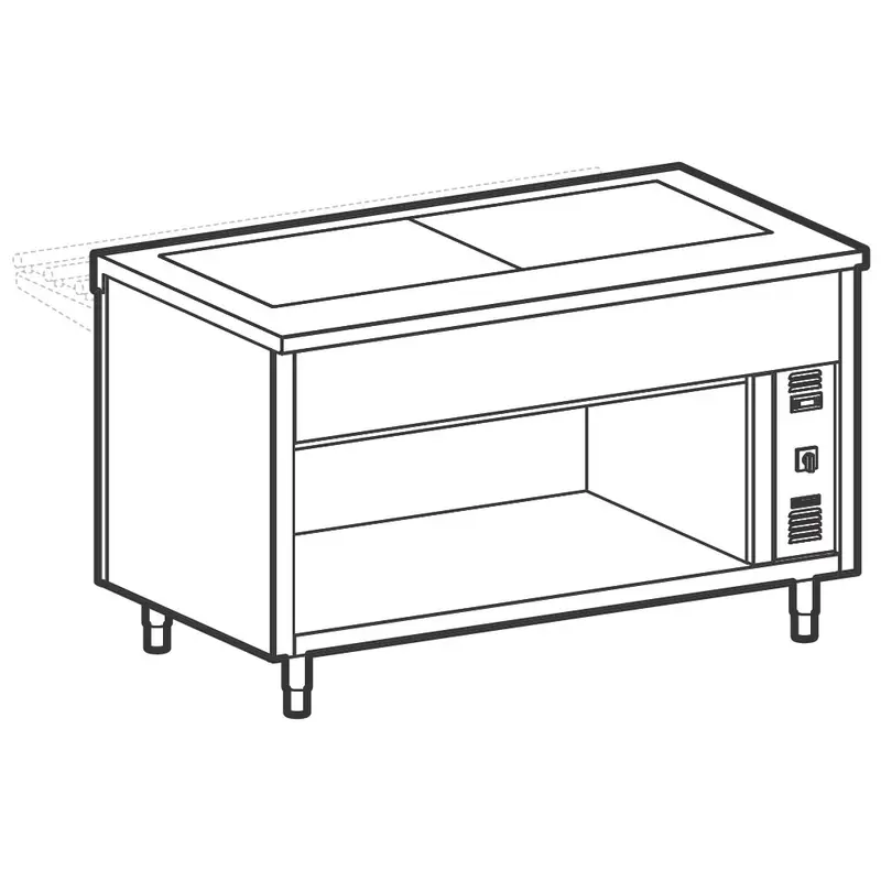 Mastro Warmhalteplatte mit gehärtetem Glas auf offenem Unterbau, 3x GN 1/1