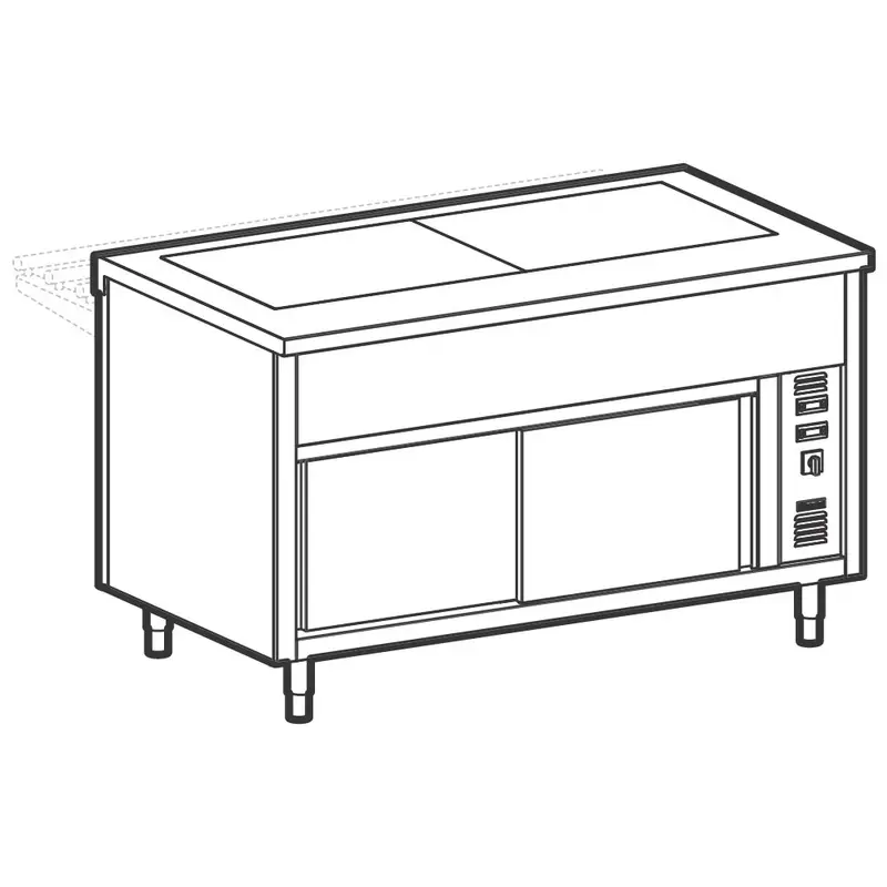 Mastro Warmhalteplatte mit gehärtetem Glas auf Wärmeschrank, 4x GN 1/1