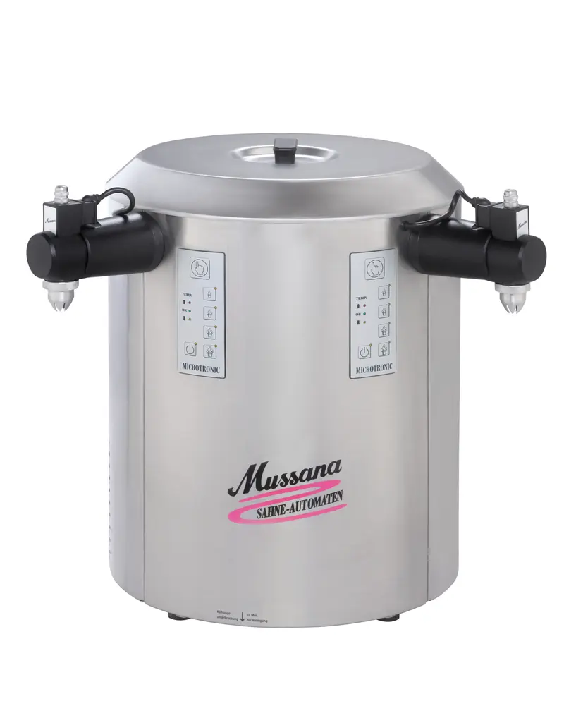Mussana Sahnemaschine 2x6 Liter DUO Microtronic, Tastatur mittig zwischen den Zapfhähnen