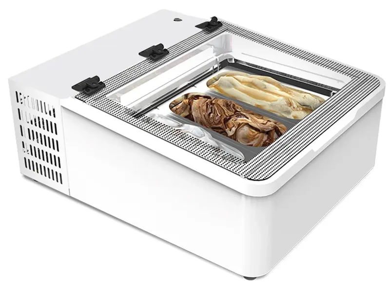 NordCap Auftisch-Vitrine MINI CREAM 3V LED für 3 x 5 l- Eisschalen
