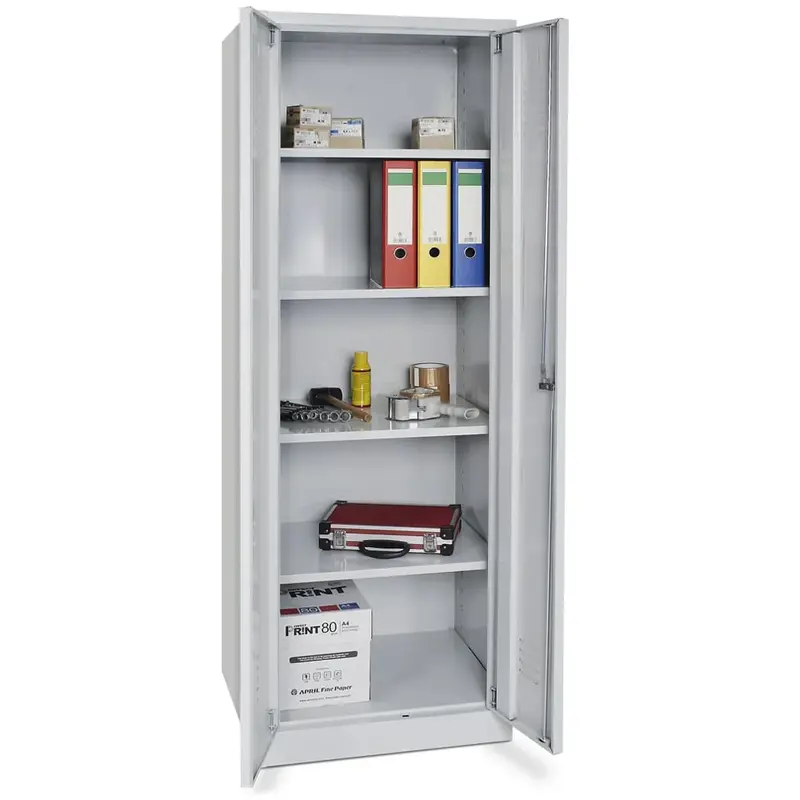 Ordner- Universalschrank mit Sockel, BxTxH 600x500x1800 mm, lichtgrau RAL 7035