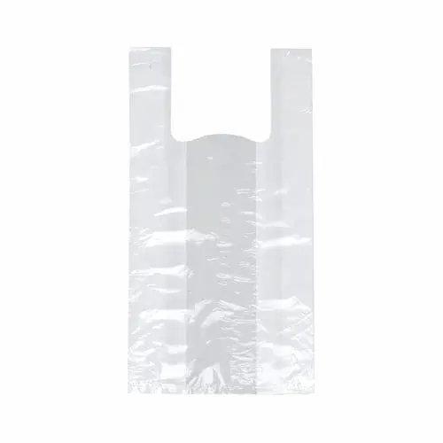 Papstar 250 Hemdchen-Tragetaschen, HDPE 48 cm x 22 cm x 12 cm transparent Knotenbeutel