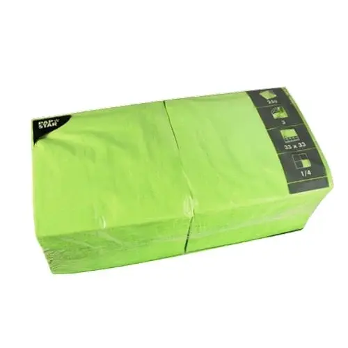 Papstar 250 Servietten, 3-lagig 1/4-Falz 33 cm x 33 cm limonengrün