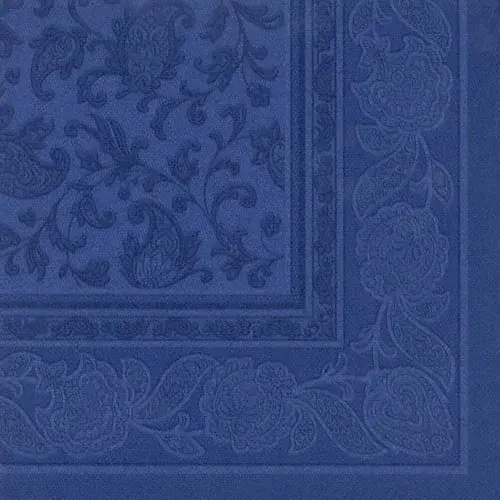 Papstar 50 Servietten ROYAL Collection 1/4-Falz 40 cm x 40 cm dunkelblau Ornaments