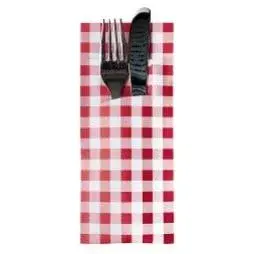 Papstar Bestecktasche 5 cm rot Vichy Karo
