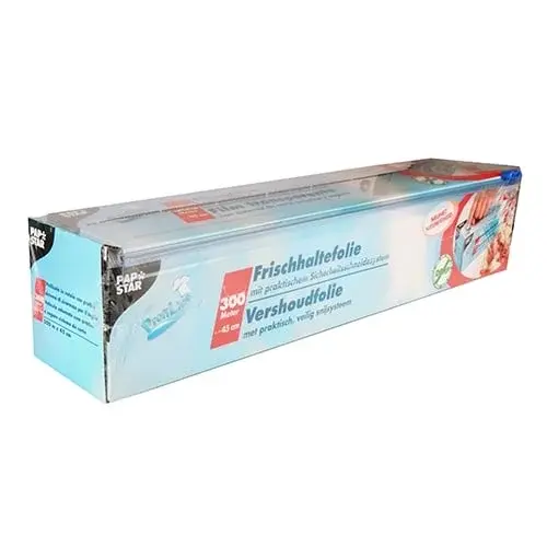 Papstar Frischhaltefolie, PVC 300 m x 45 cm mit praktischem Schneidesystem
