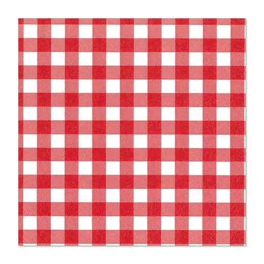 Papstar Servietten Vichy Karo, 3-lagig 1/4-Falz 33 cm x 33 cm rot - 100 Stk