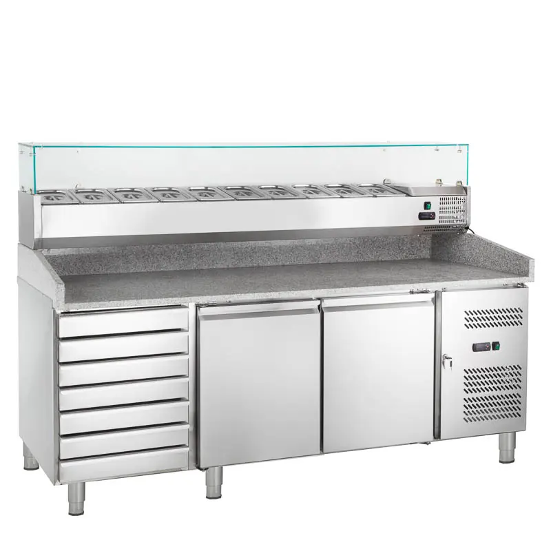 Pizzakühltisch ECO 2/7 mit Kühlaufsatz 10x GN 1/4