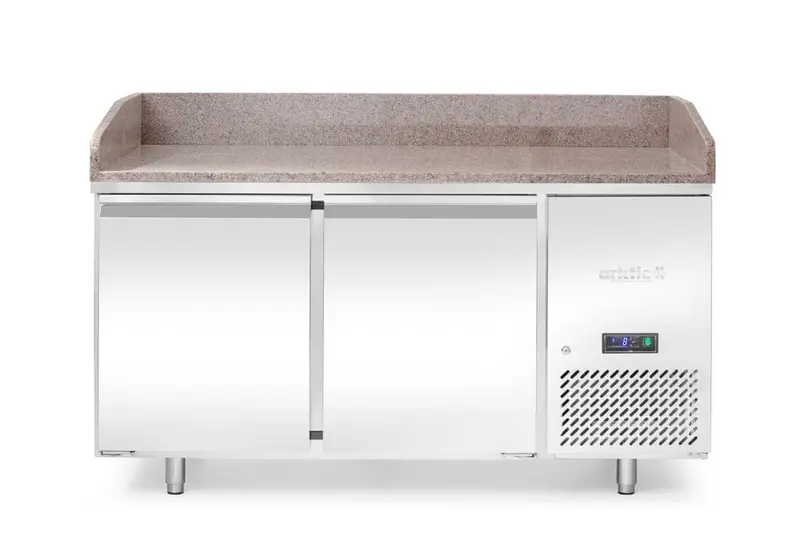 Pizzakühltisch mit Granitarbeitsplatte, 2 Türen, Arktic, 250L, Granit, 230V/250W, 1510x800x(H)875mm