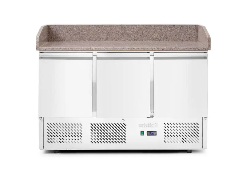 Pizzatisch, dreitürig mit Aufsatzkühlvitrine 380+40L, Arktic, 254L, 230V/400W, 1400x700x(H)1491mm