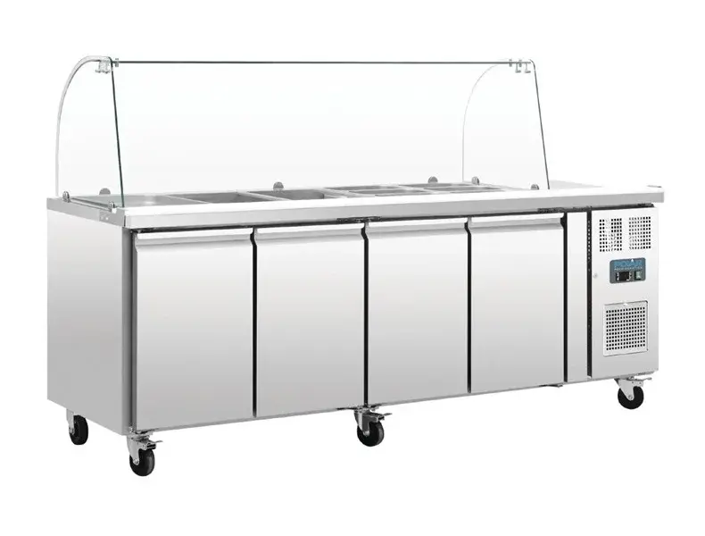 Polar Saladette 4 Türen mit Glasaufsatz