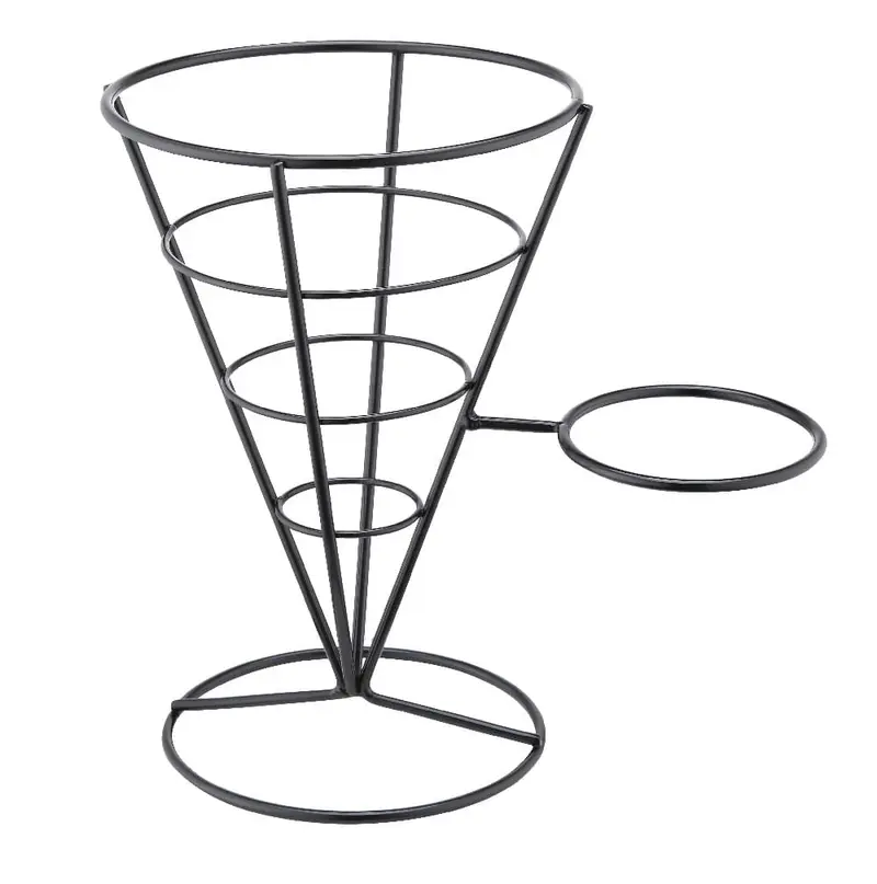 Pommestütenständer schwarz mit Halterung für Dip-Schale, 220 x 145 x 215 mm (BxTxH)