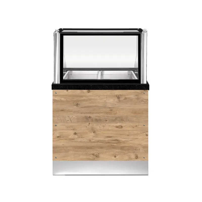 PRO LINE Bain-Marie 2x 1/1GN, 80x88x134cm, schwarzer Granit, LED Beleuchtung