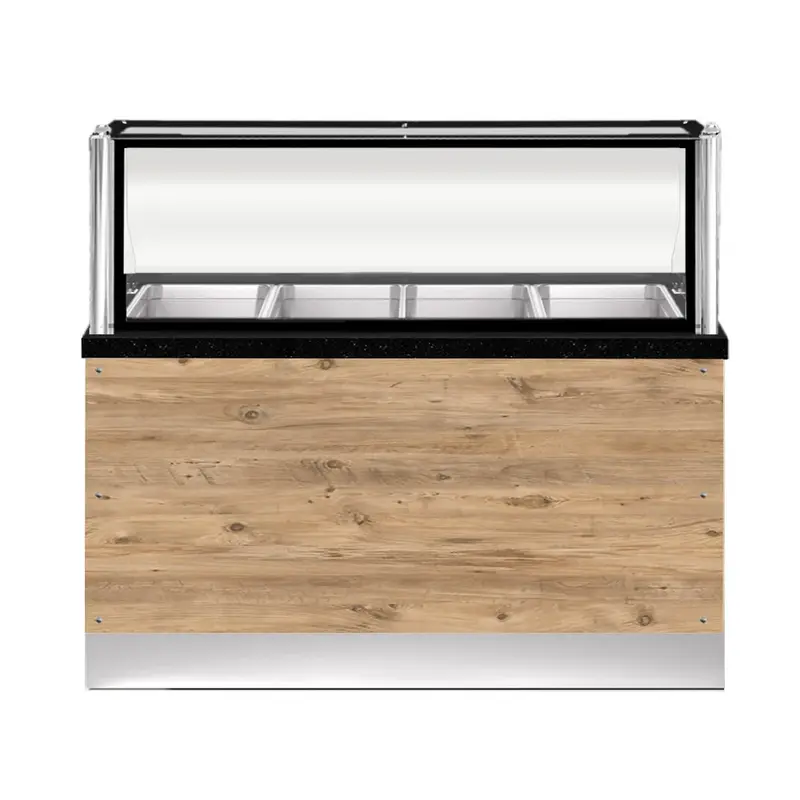PRO LINE Bain-Marie 4x 1/1GN, 150x88x134cm, schwarzer Granit, LED Beleuchtung
