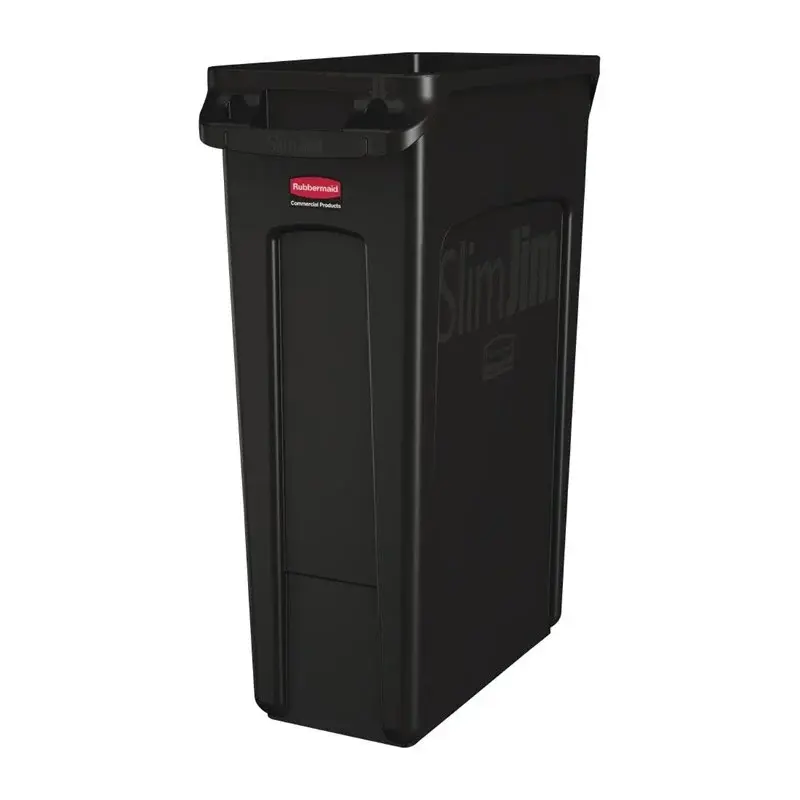 Rubbermaid Slim Jim Abfalleimer mit Entlüftungsschlitzen schwarz 87L