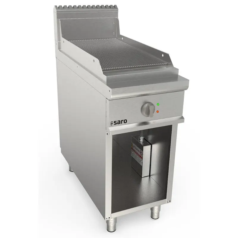 SARO Elektrogriddleplatte 400 mm breit Stand gerillt Modell LQ / FTE2BAR