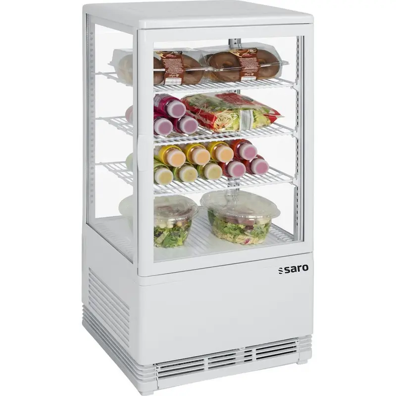 SARO SC 70 Umluftkühlvitrine weiß | 68 L, LED & 3 Roste