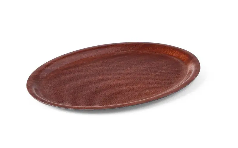 Serviertablett in Holzoptik, oval, AmerBox, Mahagoni, 290x210mm