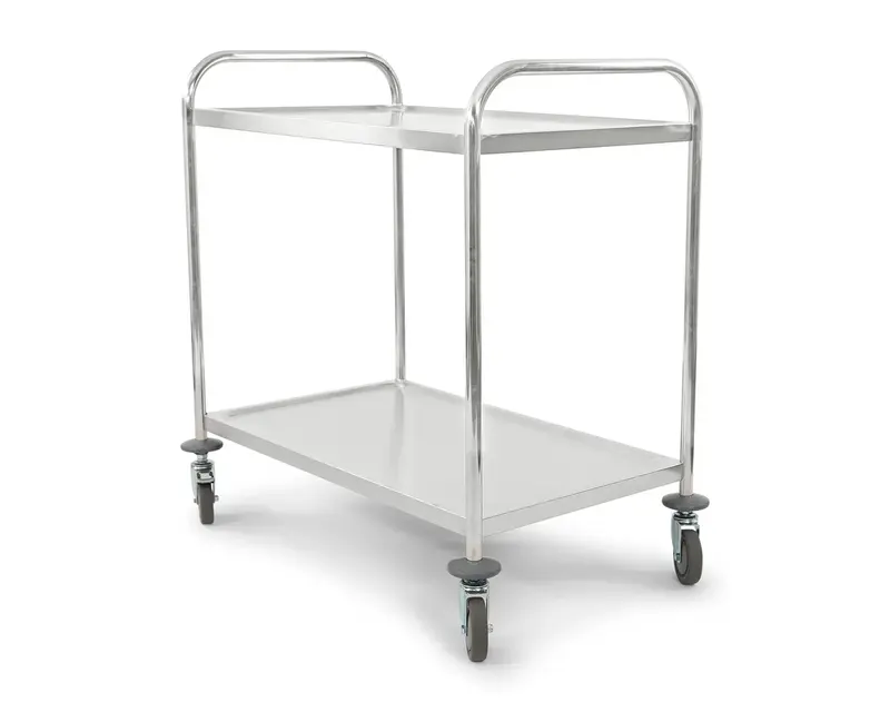 Servierwagen aus Edelstahl, 2 Ebenen